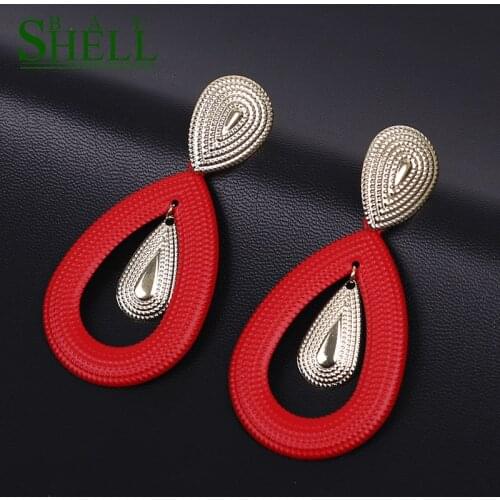 Shell bay Vintage metal Drop Earrings For Women Fashion Geometric Gold Sequin Water drop Earing Statement Europe Brincos Jewelry