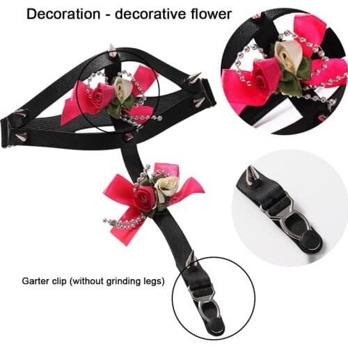 Women Sexy Harajuku Faux Leather Harness Thigh Bondage Suspender Punk Straps Single Leg Ring Bride Flowers Garter Belt Club Rave