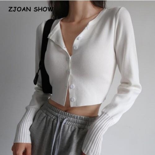 Vintage France Long Sleeve Emile Cardigans Women Cropped Sweater Center Single-breasted Buttons Knitted Jumper Tops