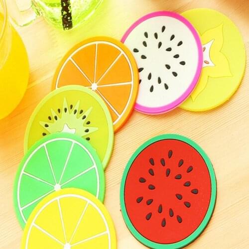 1PCS Fruit Shape Silicone Cup Pad Slip Insulation Pad Cup Mat Holder Orange Watermelon Carambola Fruit Tableware Accessories