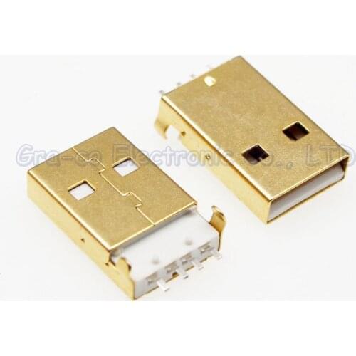 100pcs 24K Gold Plating USB-A Male Plug Sink plate interface special for welding circuit board