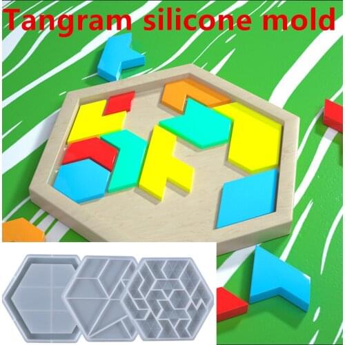 2pcs/set Tangram silica gel mold jigsaw puzzle home ornaments silica gel mold Neves Mould Gift toy silicone mold