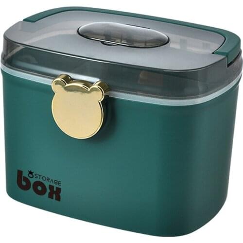 2 Layers First Aid Box with Handle Large Medicine Emergency Kit Multifunctional Storage Case with Small Case on the Top EK