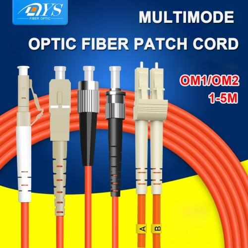 5pcs SC LC FC ST Optical Fiber Patch Cable 50/125μm Single Core Duplex OM1 OM2 Multimode Optical Patch Cord