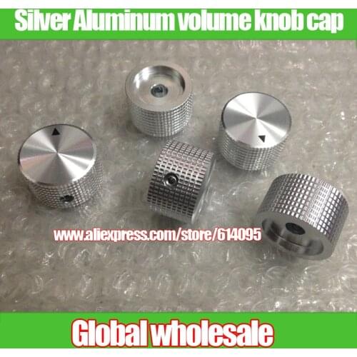 5pcs Silver Aluminum volume knob cap / with the pointer hole 6MM 25MM * 15MM adjustment potentiometer knob cap