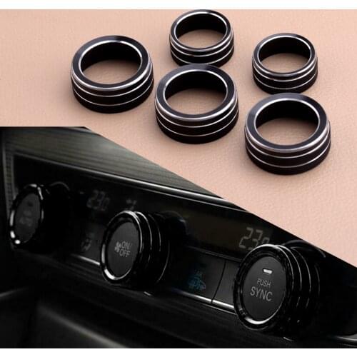 Beler Aluminium Alloy 5pcs Black Car Interior Dashboard AC Volume Button Circle Cover Trim Ring Fit for Honda Accord 2018-2020