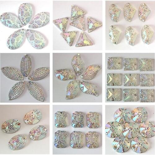 Big Sale!!! 50pcs Mix Shape Resin Sew On Rhinestones Marquise Shine Flatback Sewing Stones Colorful for Gament Accessories B1137