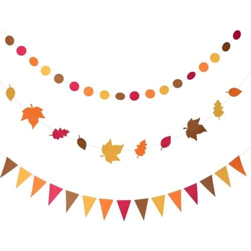 Maple Leaf Paper Garland Banner Thanksgiving Bunting Flag Round Pennant Autumn Home Party Hanging Decoration Подвесное Украшение