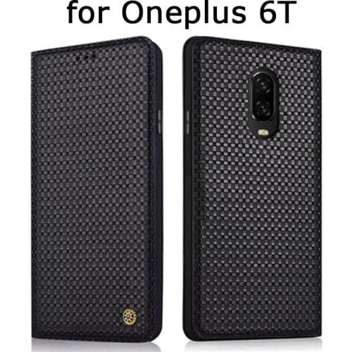 For Oneplus 6T Case Free Tempered Glass Screen Protector for 1+ 6T A6010 Luxury Cow Genuine Leather Phone Skin Cover Coque capa