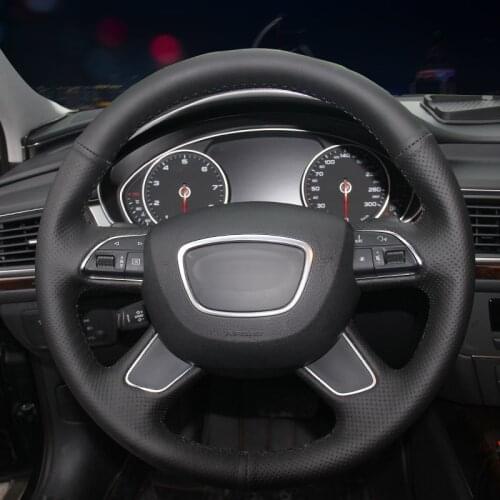 Black Artificial Leather Steering Wheel Cover for Audi A3 8V Sportback A4 B8 Avant A6 C7 A8 D4 Q3 8U Q5 8R Q7 4L