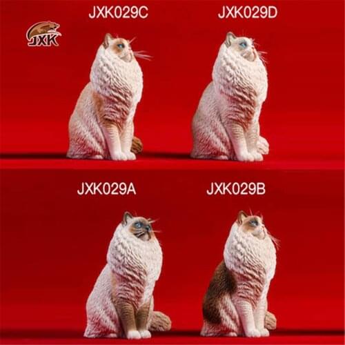 JXK 1:6 Scale Ragdoll Figure Cute Cat Pet Healing Figure Felidae Animal Collector Toy Resin Desktop Decoration Gift