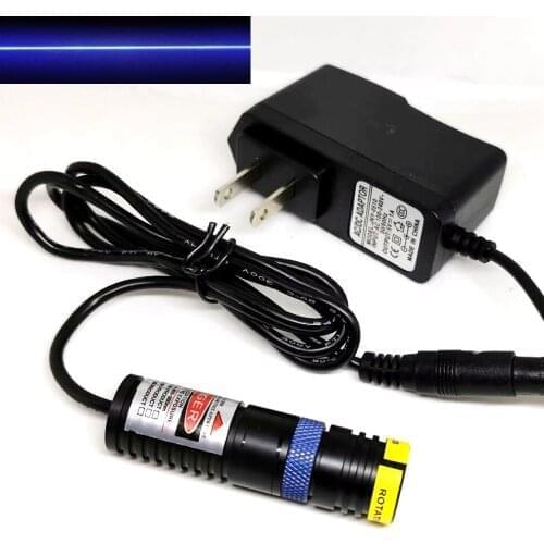 18x65mm Focusable 450nm 50mw Pure Blue Laser Diode Module Dot/Line/Cross Head w Lock Ring 5V Power Adapter US/EU/UK