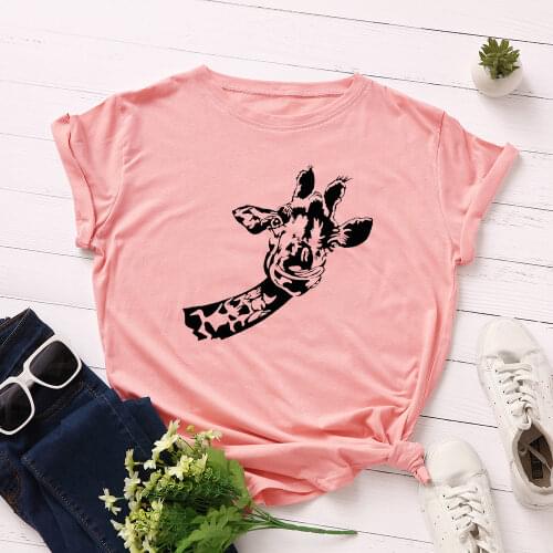 Animal Giraffe Lovers Graphic T Shirts for Women Cotton Short Sleeve Tee Female Shirt Tops Summer Casual Print Zoo Clothes Gifts
