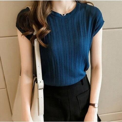 Korean Women Sleeveless Knit Top Summer Elegant Office Inside Loose Plain Japan Casualv blouses Fashion Tank Tops Knitwear femme
