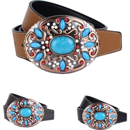 Western Cowboy Belt Fashion Mens Belt Waistband Metal Buckle Waist Belt