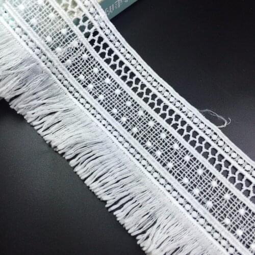 15Yards 6cm Milk Silk White Lamp Dangling Fringe Lace Trims For Sewing Craft Curtain Tassel Lace Embroidered Lace Ribbon