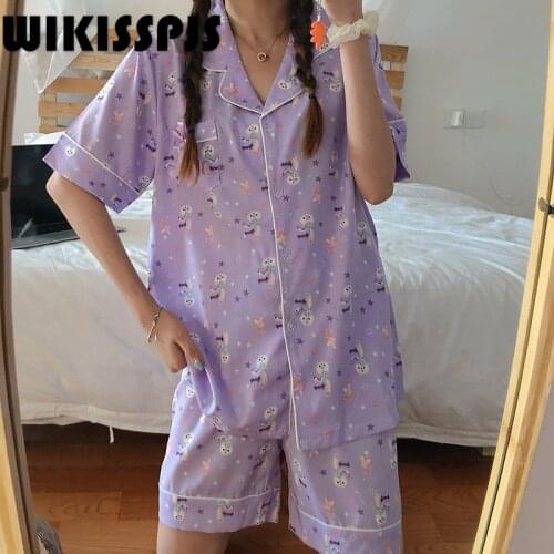 Summer Cute Short Sleeve Shorts Two Piece Home Clothes Fashion Pajamas for Teen Girls Kawaii Pajama Two Piece Set Summer