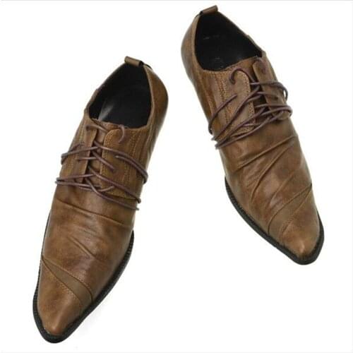 Sapato masculino brown italian shoes brand mens dress loafers oxfords genuine leather pointed toe wedding office shoes male