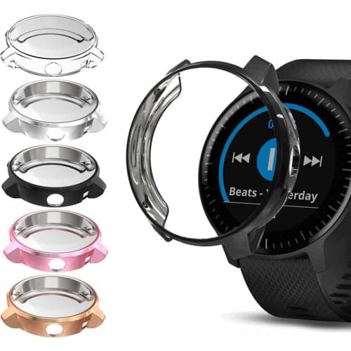 TPU Soft Full Screen Glass Protector Case Shell Edge Frame For Garmin Vivoactive 3 (Vivoactive3) Music Protective Bumper Cover