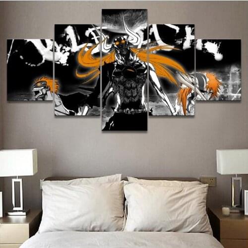 Wall Art Canvas Paintings 5 Piece Kurosaki Ichigo Anime Posters Decor Modular Modern Pictures Prints Living Room Home Decoration