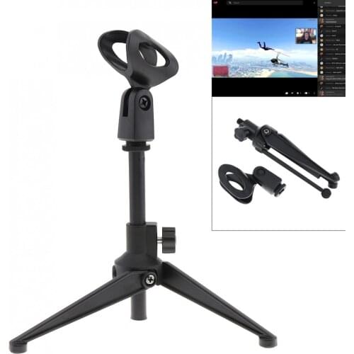Mini Table Tops Microphone Stand with Zinc Alloy Metal Tripod Mic Stand Bracket Support Desktop Adjustable for Live Broadcast