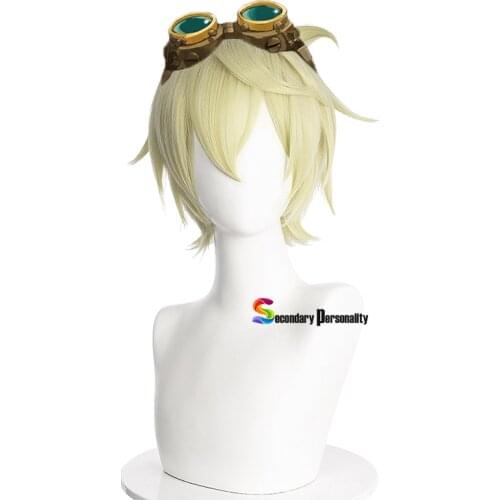2021 Game Genshin Impact Bennett Cosplay Wig Golden Short Heat Resistant Synthetic Hair Pelucas Anime Costume Role Play Wigs