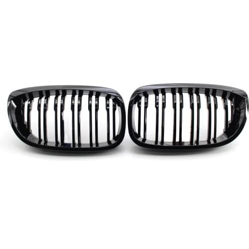 1Pair Gloss Black Double Slat Kidney Grille Grill Replacement for BMW 3Series E46 Coupe Cabrio 2003-2006 51137064317 51137064318