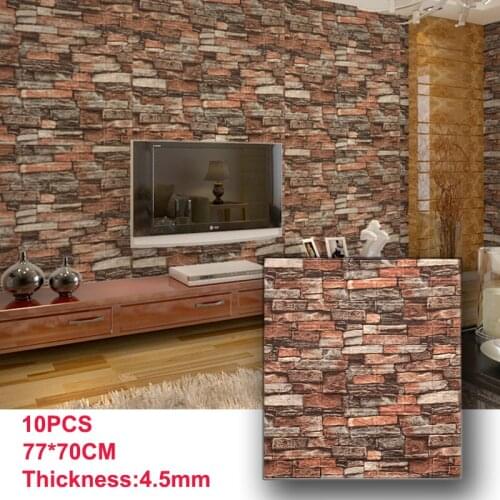 10PCS Self Adhesive Foam Wallpaper 3D Brick Wall Panel Living Room Brick Stickers Bedroom Kids Room Brick Papers Home Decoration