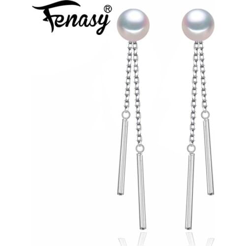 FENASY 925 Sterling Silver Drop Pearl earrings Long Tassel Earrings For Women Special Design Fashion Figure Shape
