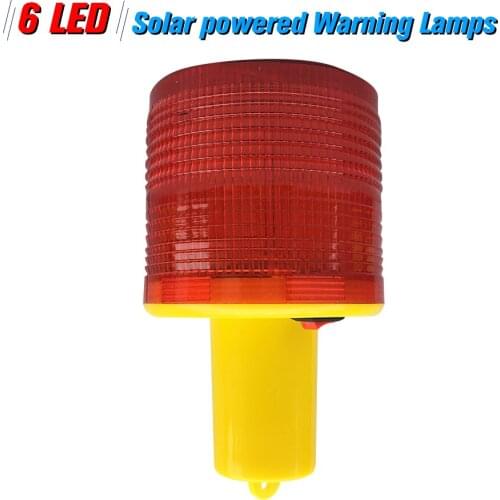 Solar Warning Lights 6pcs Leds Red Light Solar-powered Warning Lamps Obstruction Lamp/ Beacon Light/ Traffic Warning Lights