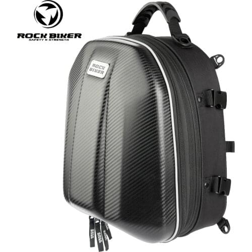 ROCK BIKER Large Capacity Motorcycle Back Seat Bag Waterproof Tail Bags Carbon Fiber Protection Full Face Helmet Bag Storage Bag