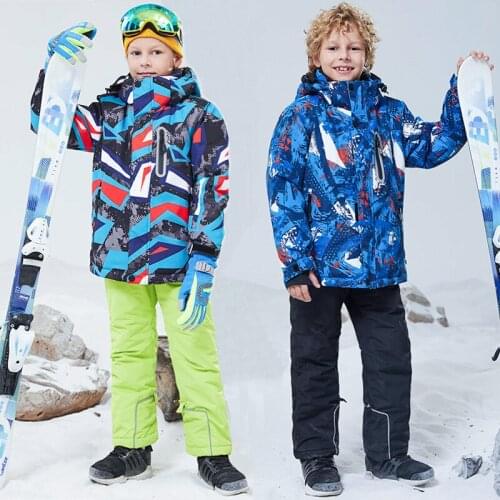 Hooded Warm Children Snow Suits Outdoor Sport Baby Boy Clothing Sets Windproof Jacket Pants Teenager Kids Ski Clothes Outfits