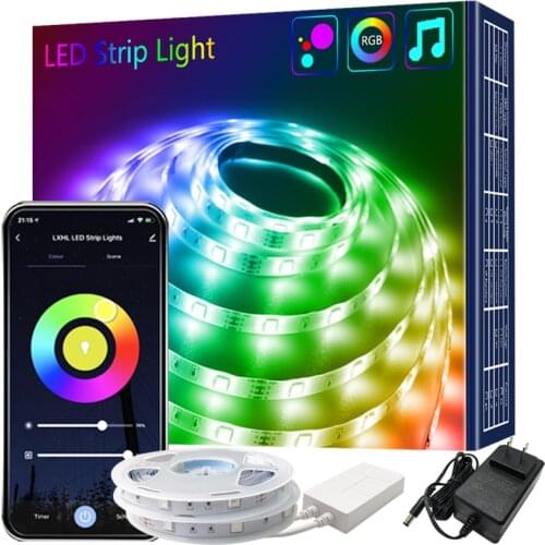 Smart Wifi Music LED Strip Lights USB TV Backlight Kit with Tuya Alexa Google Home 16 Color Changing 20M 5050 LED Bias Lighting