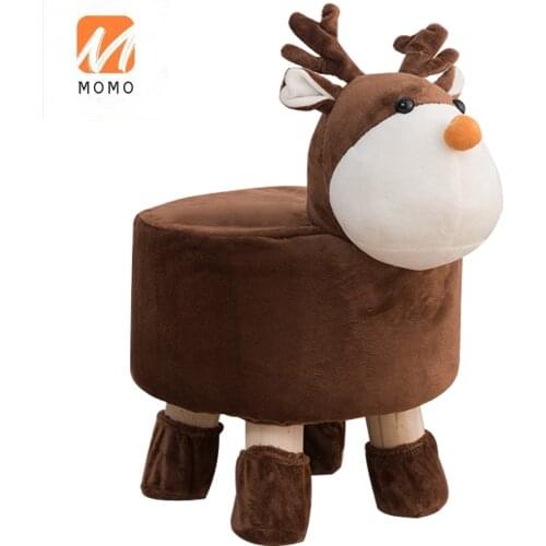 High-End Luxury Solid Wood Stool Childrens Cartoon Shoe Changing Stool Creative Deer Bench Cute Doll Animal Chair
