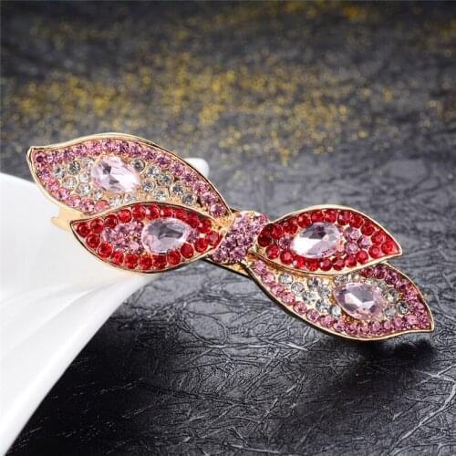 Leaf Flowers Barrettes Wedding Hair Accessories AAA Rhinestone Hairclips Women Hair Jewelry Crystal Hairpins Hair Ornaments