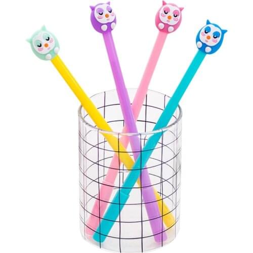 4pcs/lot cute black ink owl baby gel pen 3D cartoon neutral pen for school and office supply writing stationery