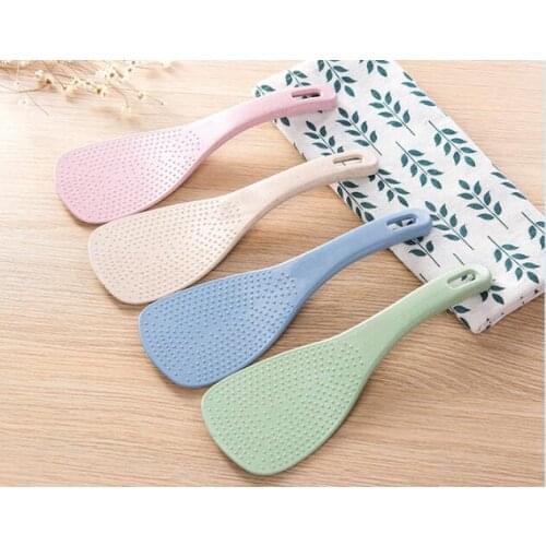 1PC Lovely Kitchen Ladle Non Stick Rice Paddle Meal Spoon Wheat Straw PP Household Plastic Non-Stick Rice Spoon NX 026