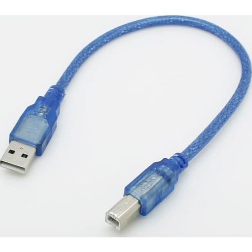 10pcs/lot 30cm USB 2.0 Type A Male to B Male ( AM to BM ) Adapter Converter Short Data Cable Cord for Printer Blue