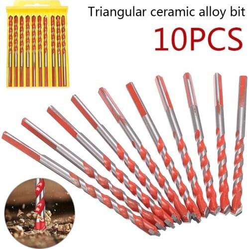 10pcs 6mm Triangle Drill Bits Tile Glass Ceramic Twist Drill Bits Stainless Steel For Hole Punching Drilling Opener Tools
