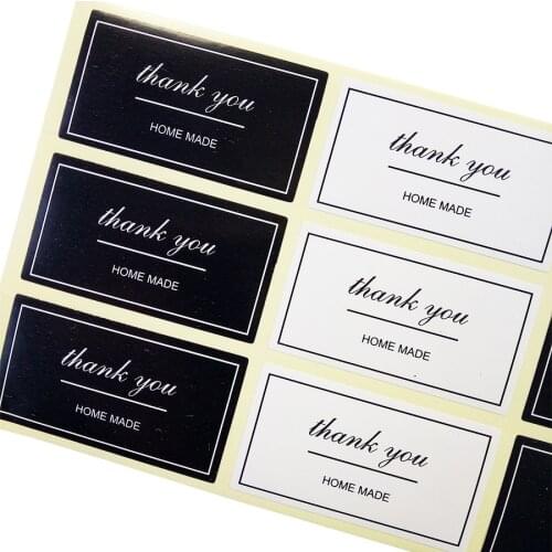 100Pcs/lot Cute Black&White "Thank You" Series Seal Sticker For Baking DIY Package Label Decoration Label Sticker Retail