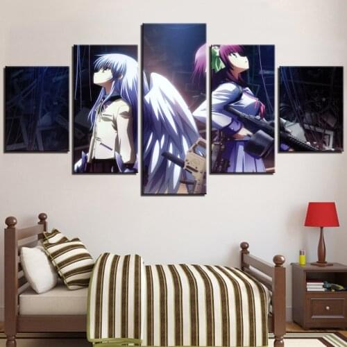 5 Pieces Girl And Boys Love Canvas Painting Angel Posters Fighting Pictures Warriors Wallpapers For Home Room Decor Kids Art