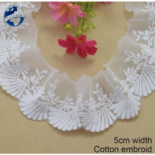 5cm white lace cotton embroidery lace french lace ribbon fabric guipure diy trims warp knitting sewing Accessories#3185