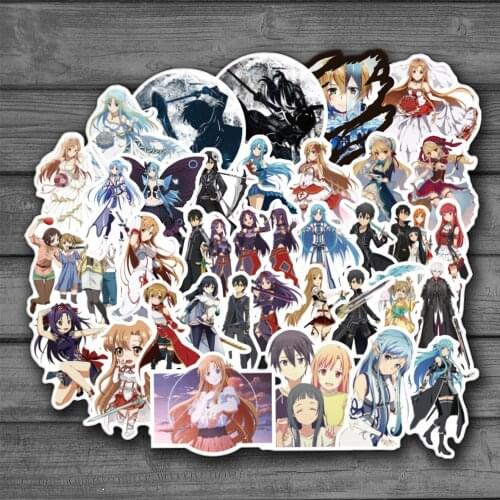 50pcs/pack Sword Art Online Japanese Anime Stickers For Furniture Wall Desk DIY Chair Toy Car Trunk TV Guitar Motorcycle Etc