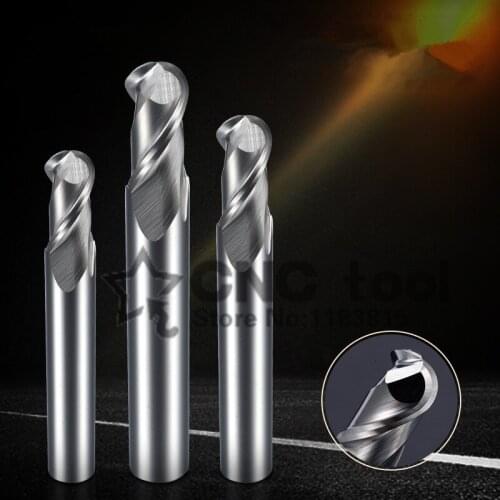 Aluminum Ball Nose Endmills Alloy Coating Tungsten Steel Tool Cnc Maching Hrc55 Top Milling Cutter Machine Endmill R1.0