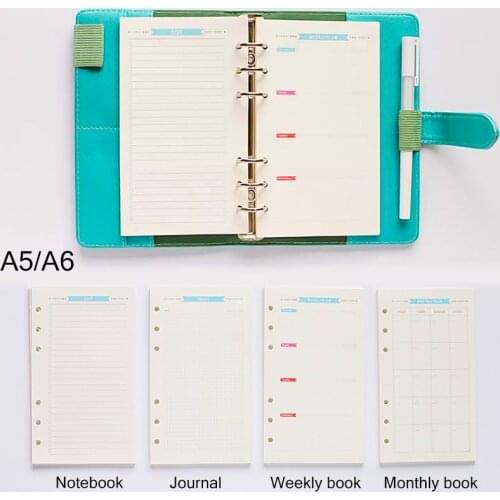 40 Sheet/pack A5 A6 Color Loose Leaf Notebook Refill Spiral Binder Planner Inner Page School Stationery