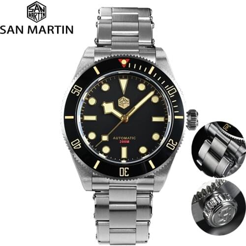 2021 San Martin Top 40mm Mens Mechanical Watch BB58 Sapphire Stainless Steel Watch PT500 Automatic Reloj Hombre Luxury Brand