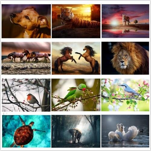 Diy Diamond Painting Tiger Broderie Diamant Cartoon Diamond Cross Stitch American Style Home Decor Round Diamond Art