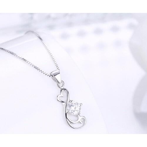 Long Lasting Lightweight Heart Shape Cubic Zirconia Pendant Necklace for Cocktail Party