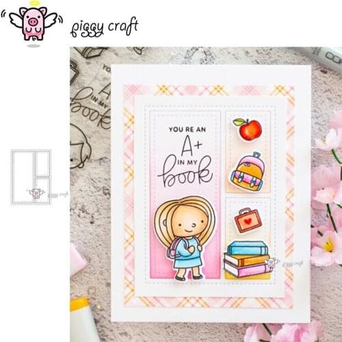 Piggy Craft metal cutting dies cut die mold Rectangular photo frame Scrapbook paper craft knife mould blade punch stencils dies