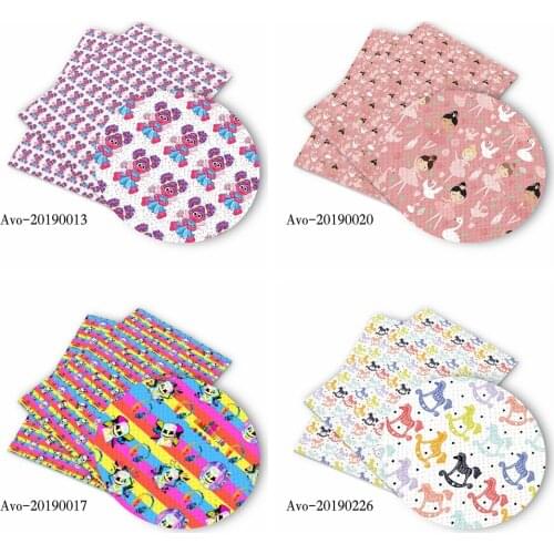 Huangtao DIY Faux Leather Fabric Cartoon Printed Handmade Bags Materials DIY Hair Bows By Yard By Roll Supplies